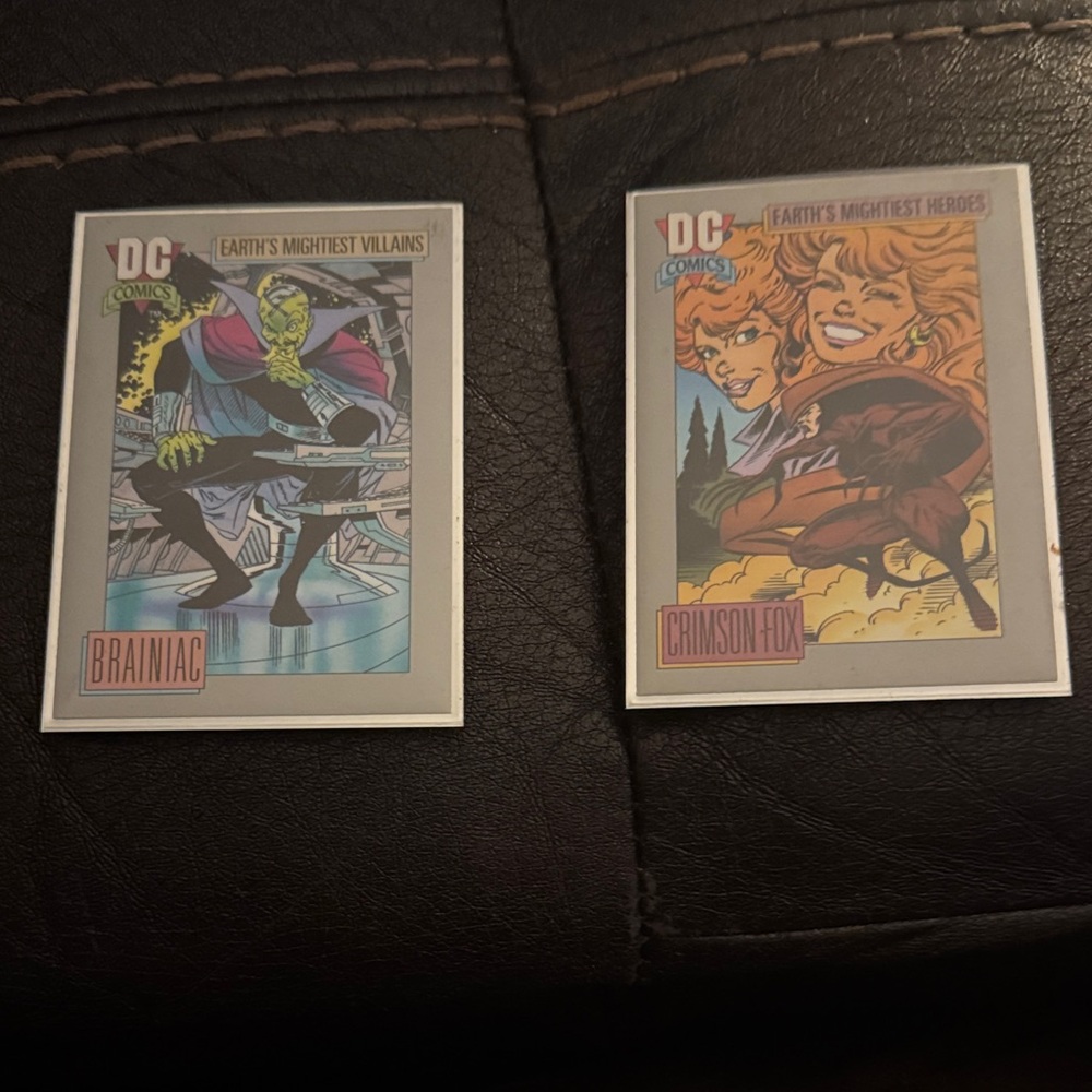 DC Comics Brainiac and Crimson Fox Cards - Green and Red
